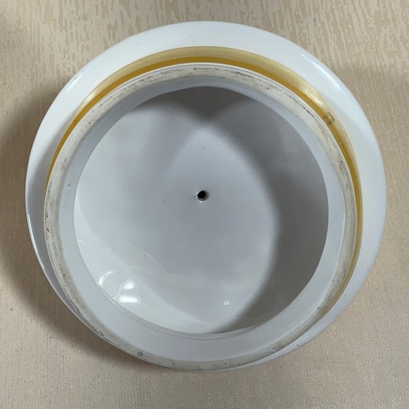 White Fruit Embossed White Ceramic Canister Hand Crafted - Picture 10 of 16